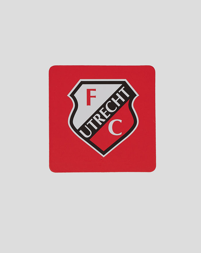 Red square coaster featuring the FC Utrecht crest