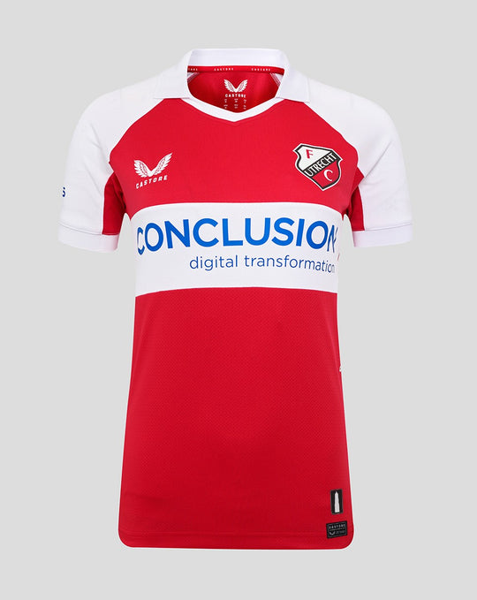 Red and white FC Utrecht women's fourth shirt with crest on the left chest.