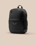 Gunmetal Castore Core Backpack front view with top handle logo and zippered pockets