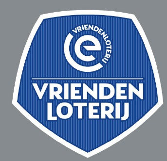 Eredivisie badge design with blue shield and white border featuring the VriendenLoterij logo.
