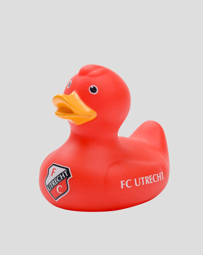 Red vinyl duck featuring the FC Utrecht crest and FC Utrecht lettering.