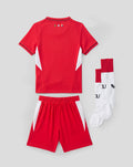 FC Utrecht thuistenue 26/27 kinderen rode jersey met witte zijpanelen bijpassende rode shorts en witte sokken