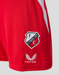 Red FC Utrecht junior home shorts with club crest and Castore branding.
