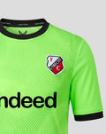 Neon green FC Utrecht keeper jersey with black collar and club crest on the chest.
