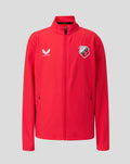 Red FC Utrecht junior matchday jacket full front with crest on left chest and Castore logo on right chest.