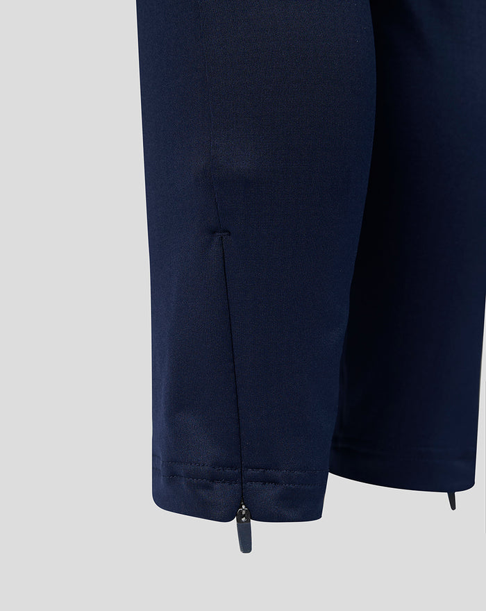 Detail of navy FC Utrecht training pants leg with a hem zipper