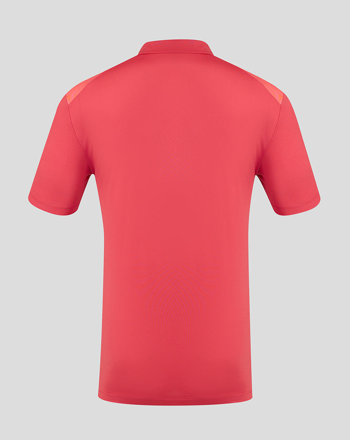Back view of rose pink FC Utrecht Training polo for men with a structured collar