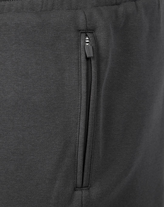 Close up of a vertical zip pocket on the FC Utrecht Travel fleece shorts.