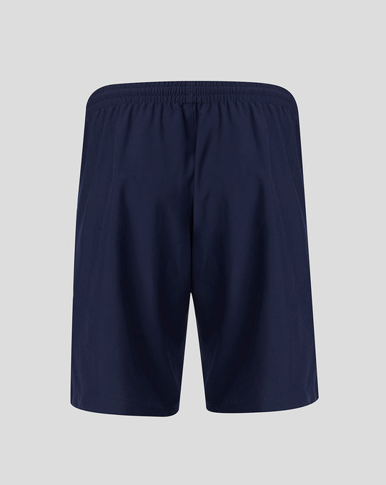 Back view of dark navy FC Utrecht training shorts with an elastic waistband.