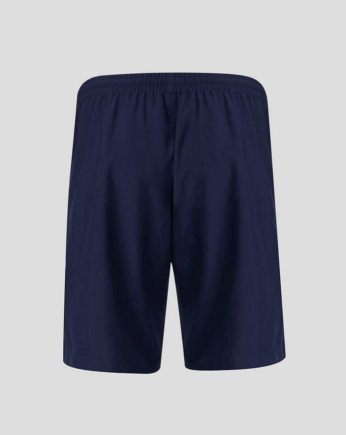 Back view of dark navy FC Utrecht training shorts with an elastic waistband.