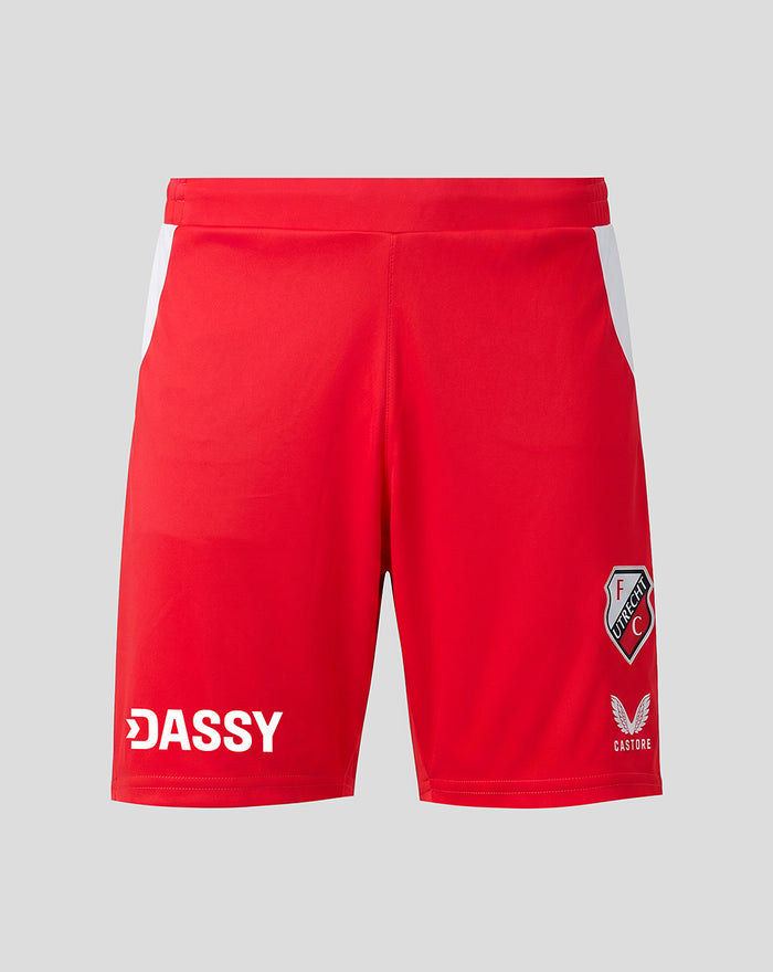 Front view of red FC Utrecht Thuisshirt 26/27 featuring white side panels crest and DASSY sponsor