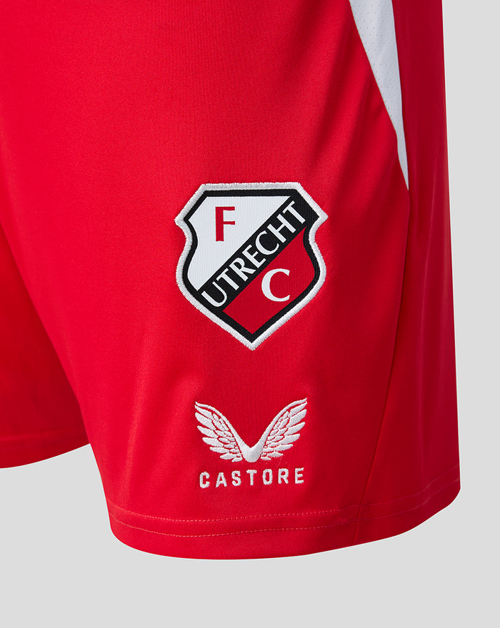 Red FC Utrecht men's home shorts with club crest and Castore branding