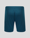Back view of teal FC Utrecht shorts showing the club crest on the left leg and CASTORE branding along the hem.