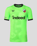 Lime green FC Utrecht home keepers shirt for men with club crest and large Indeed sponsor across front