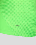 Close up of neon green FC Utrecht keeper shirt fabric with dotted texture and AERTEK logo
