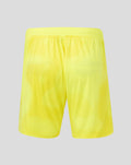 Back view of neon yellow keeper shorts with a dotted pattern and FC Utrecht crest patch on the leg.