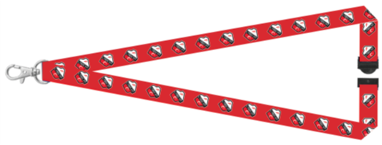 Red FC Utrecht keycord with repeating shield crest pattern