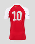 Back view of red FC Utrecht shirt with large white number 10 on the back and white shoulders