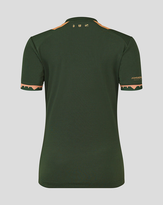 Back view of the FC Utrecht 25/26 women's away shirt showing tan shoulder panels and small logos near the neckline.