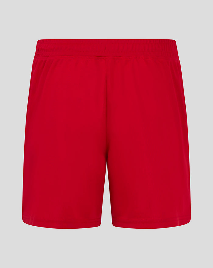 Back view of FC Utrecht women's home shorts in red with an elastic waistband.
