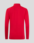 Back view of red FC Utrecht Rise Pro training top for women with clean silhouette and high collar.