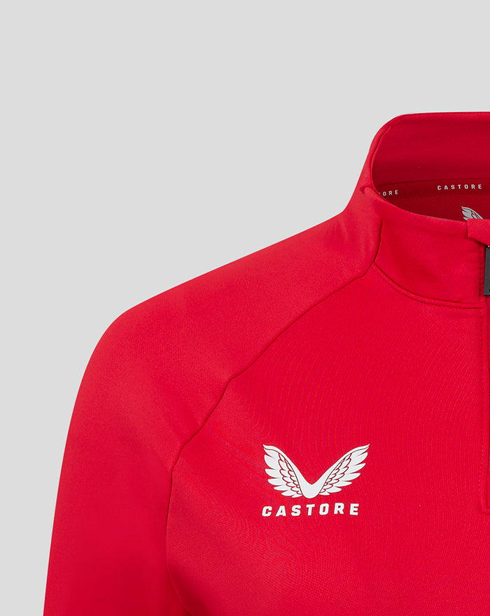 Red women's FC Utrecht Rise Pro training top with white Castore logo on the chest.