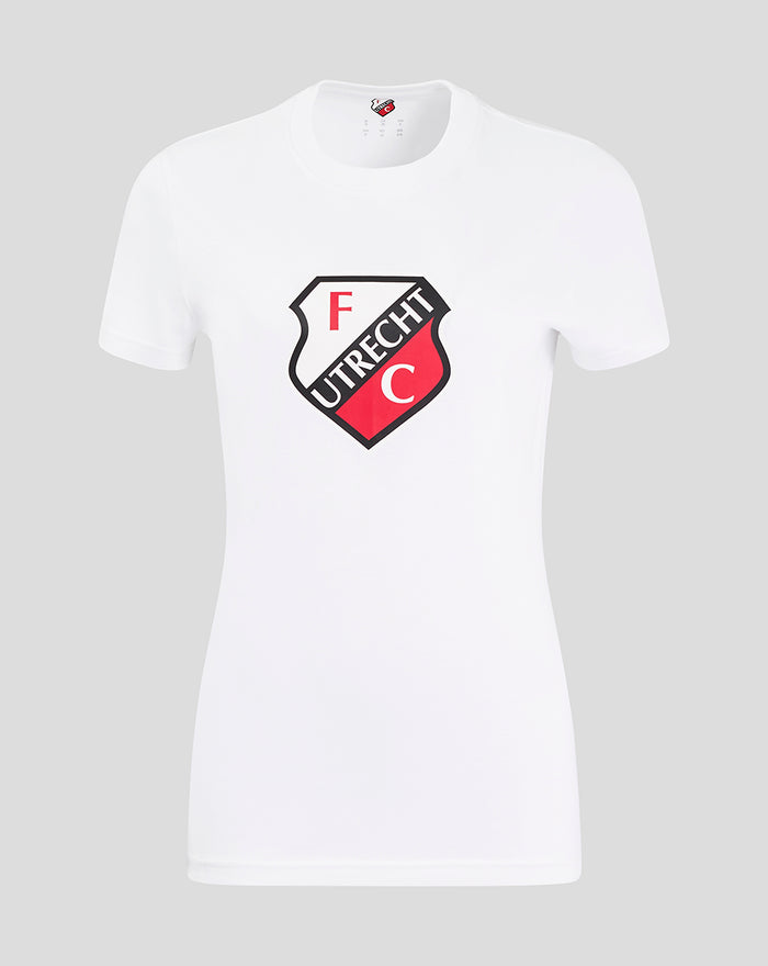White women's FC Utrecht core cotton T shirt with crest on the chest
