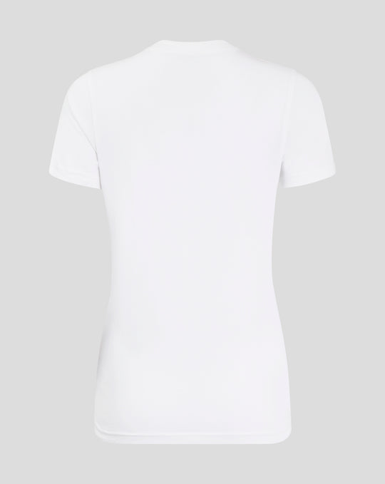 Back view of a plain white FC Utrecht core cotton T-shirt for women.