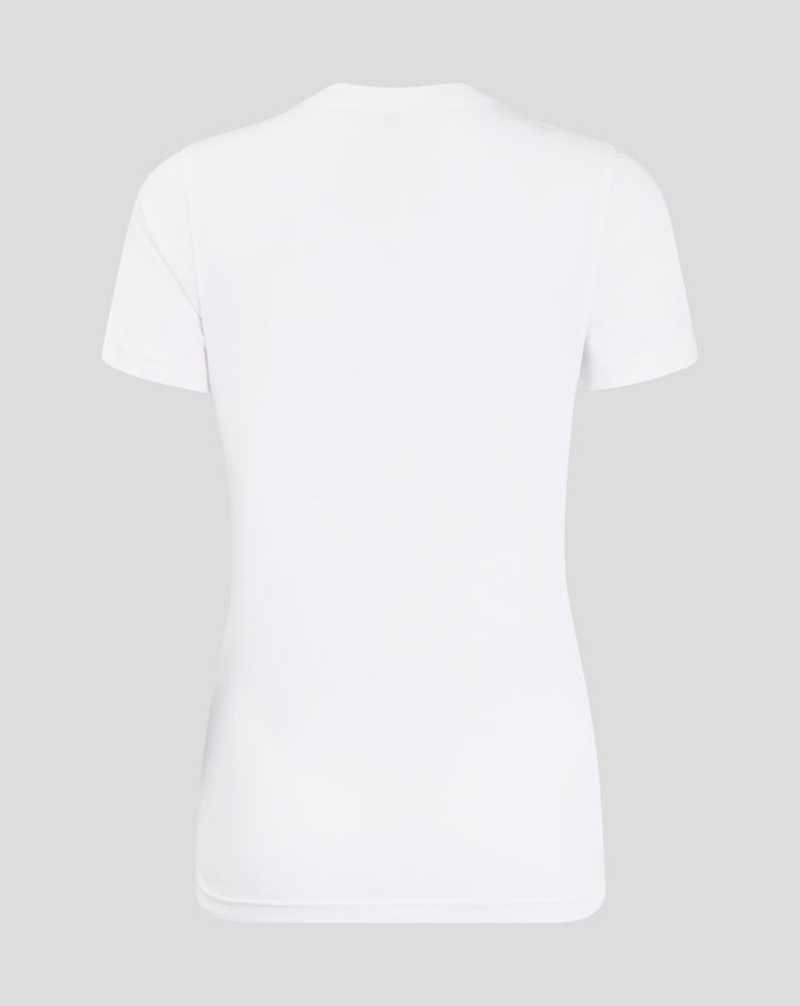 Back view of a plain white FC Utrecht core cotton T-shirt for women.