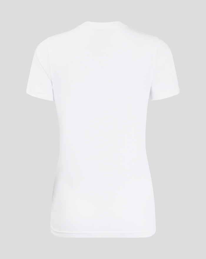 Back view of a plain white FC Utrecht core cotton T-shirt for women.