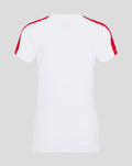 Back view of white FC Utrecht Classic T-Shirt for women with red shoulder stripes.