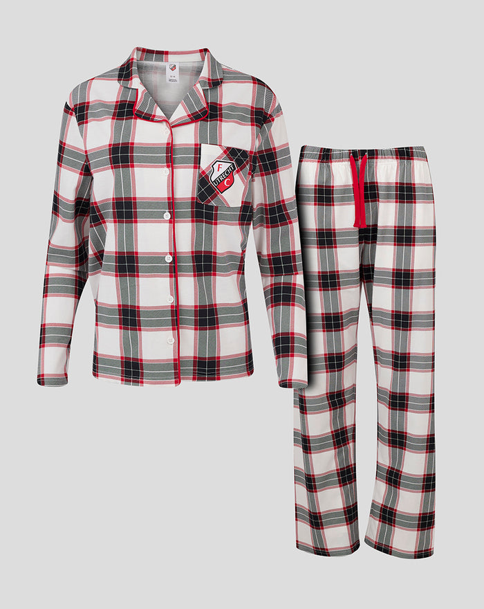 FC Utrecht women's plaid pajama shirt and long pants set with chest logo patch