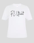 White FC Utrecht T shirt with black script FC Utrecht across the front