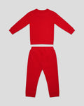 Back view of red FC Utrecht core sweater and joggers set for kids