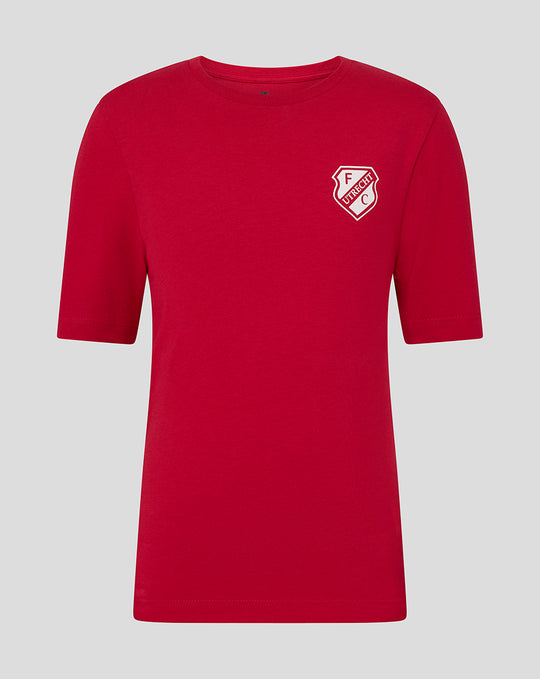 Red FC Utrecht core logo junior T shirt with white crest on the chest