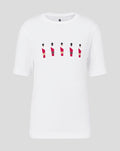 White junior FC Utrecht tafelvoetbal T-shirt featuring five stylized players across the chest.