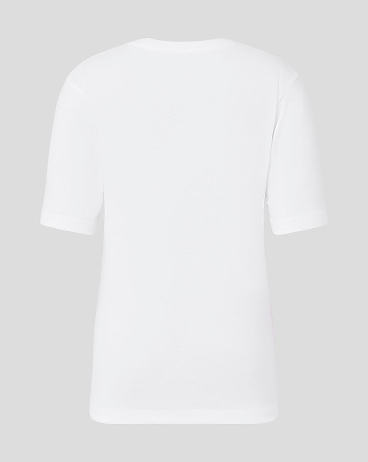 Back view of a plain white junior FC Utrecht Tafelvoetbal T shirt