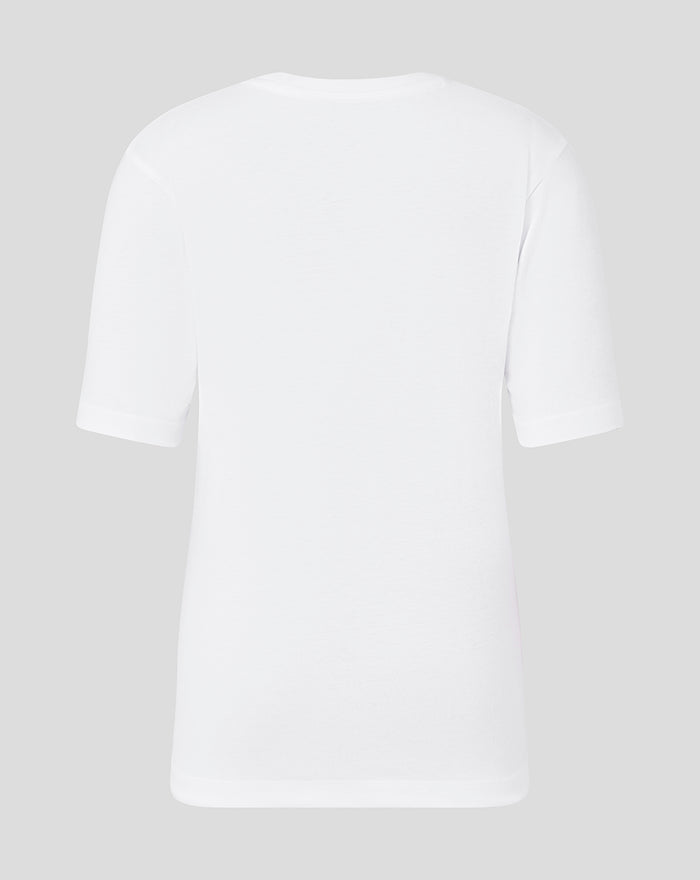 Back view of a plain white junior FC Utrecht Tafelvoetbal T shirt