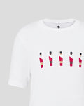 White junior FC Utrecht Tafelvoetbal T shirt with a row of stylized players printed on the front
