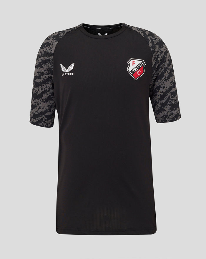 Zwart junior FC Utrecht trainings T-shirt met camouflage mouwen en clublogo op de borst