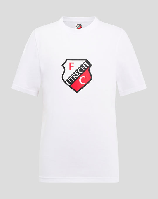 White FC Utrecht core logo junior t shirt with crest on chest