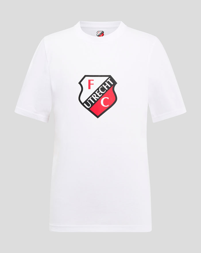 White FC Utrecht core logo junior t shirt with crest on chest