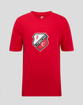 Bright red FC Utrecht core logo junior T-shirt with bold shield crest centered on the front