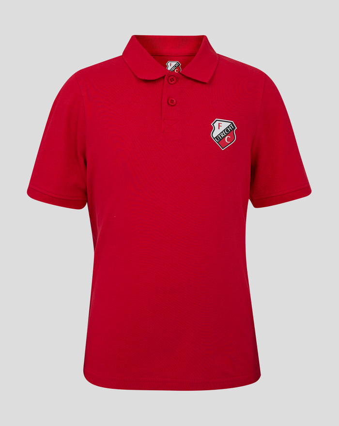 Red FC Utrecht Core Polo junior with crest on left chest and button placket