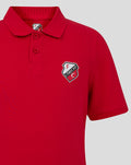 FC Utrecht junior red polo shirt with crest on left chest and button placket