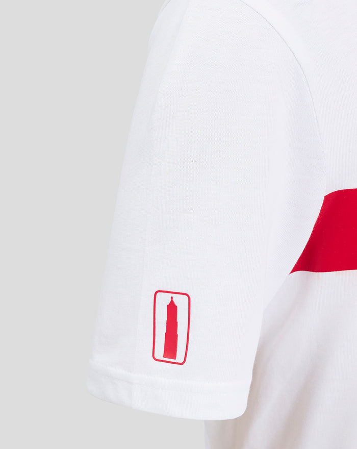 White FC Utrecht junior cotton T shirt sleeve with red emblem patch