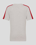 Back view of light grey heather FC Utrecht junior T-shirt with red piping along the shoulders and sleeves.