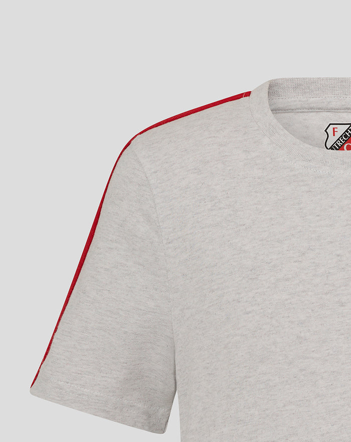 Grey FC Utrecht Classic junior t shirt with red shoulder stripe