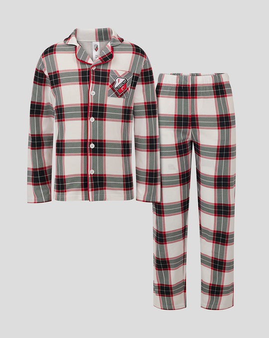 FC Utrecht kids plaid pajama shirt and long pants set in red white and grey plaid