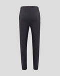 Back view of dark charcoal jogging pants for men with an elastic waistband and tapered legs